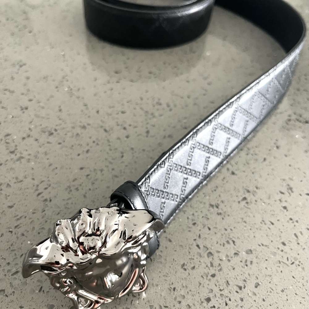Black leather Versace belt